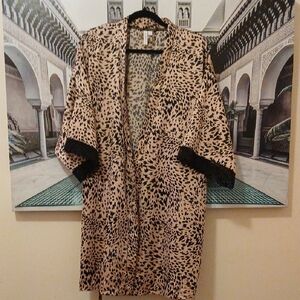 Brown and Black Leopard Print Robe
